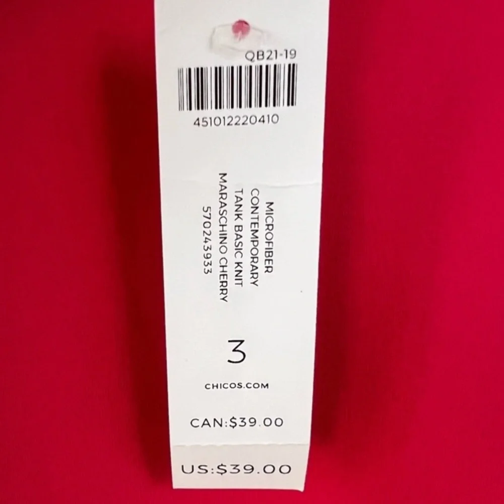 NWT! Chico’s Maraschino Cherry Pink Tank Top Sleeveless Boxy Microfiber Size XL - Picture 10 of 11